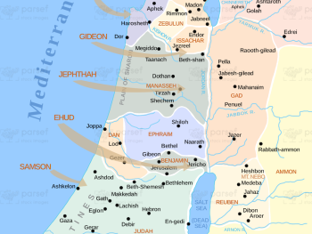 Twelve Tribes of Israel Topographical Map image